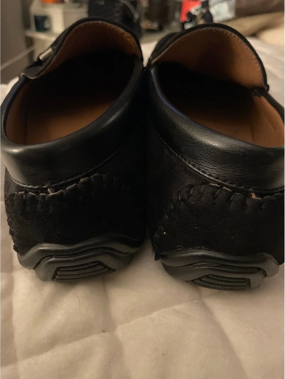 Andrew Fezza Men's Black Suede Loafers Size 8 with Leather Interior and Rubber T